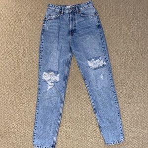 medium wash zara mom jeans